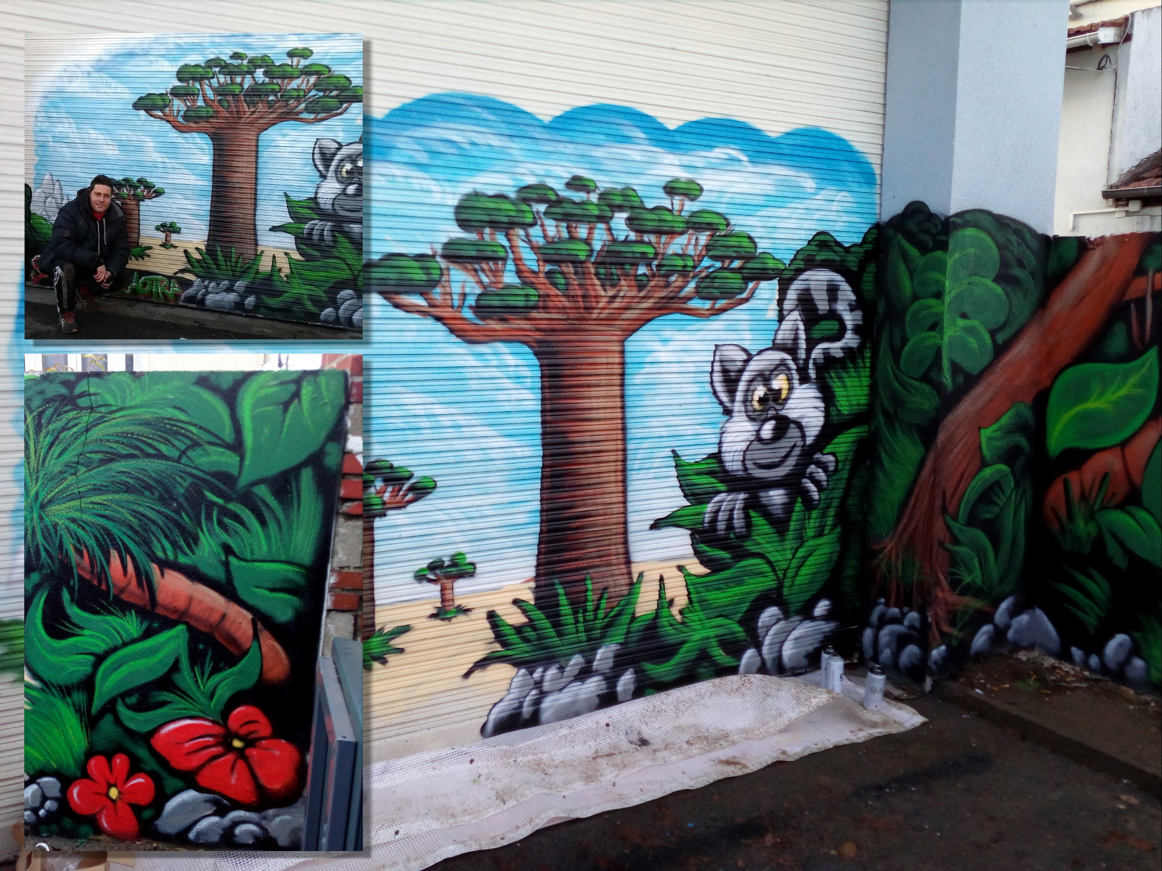 Fresque murale terminée avec un style dynamique